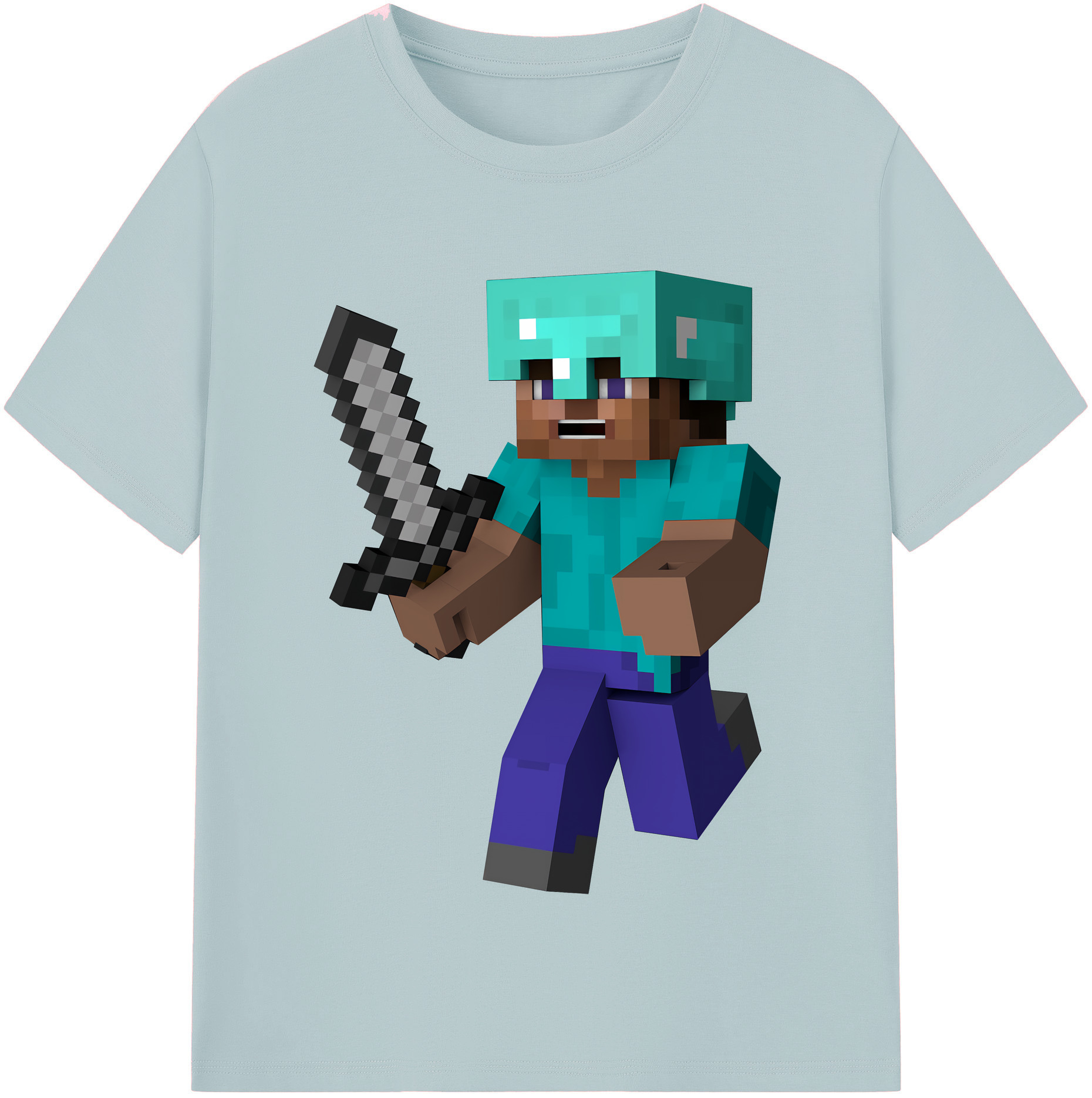 （画像用） マインクラフト ブロックの世界 Minecraft MC Block world 綿100％半袖Tシャツ（フロントプリント）